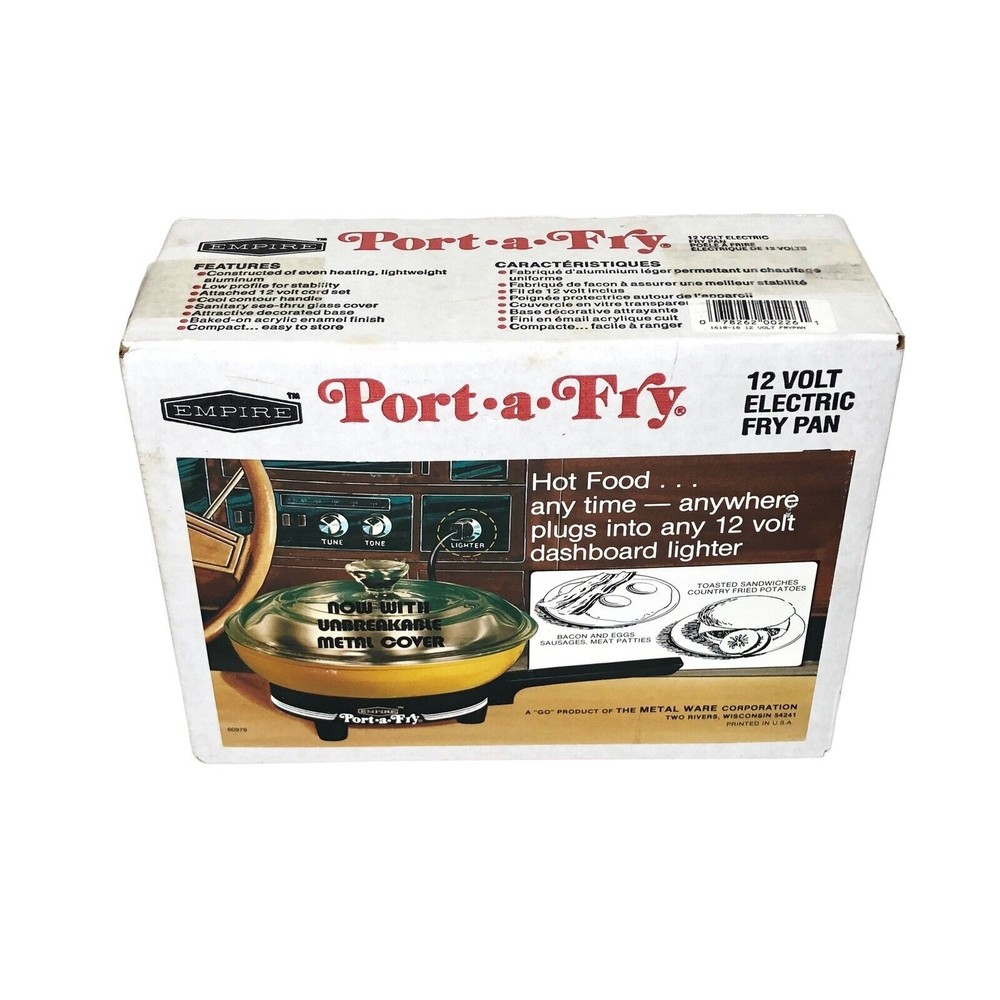 Empire Port-A-Fry Portable Electric Fry Pan 12 Volt Car Travl-Mate Vintage 70's